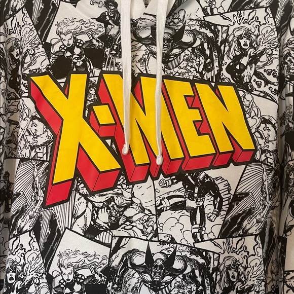 Disney Marvel X-Men Comic Panel Print Graphic Hoodie - Yellow, Black, and White - Picture 2 of 6